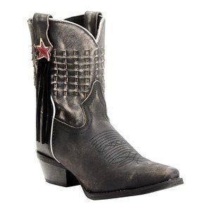 Laredo Women's Black Distressed Fringe Western Boots Sz 10